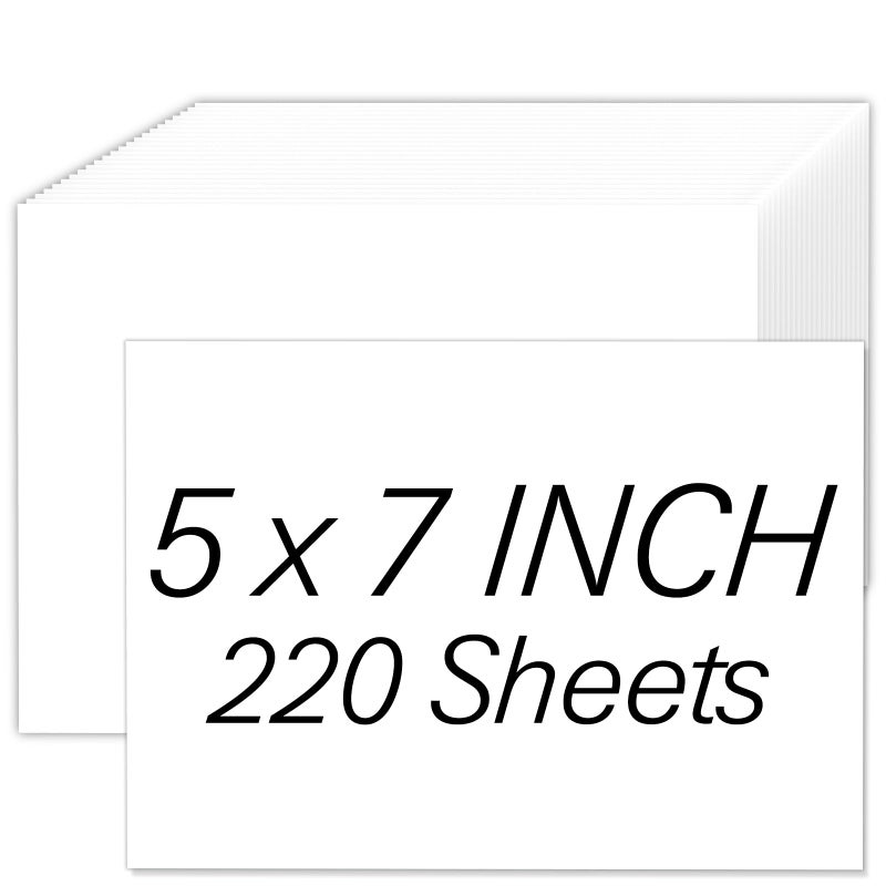Aidunmis 220 Sheets 5x7 Cardstock Paper, White Cardstock Printer Paper 5x7, 200 GSM Thick Card Stock, Printable Cardstock 5 x 7 for DIY Crafts, Greeting Cards, Wedding Invitations - Image 1